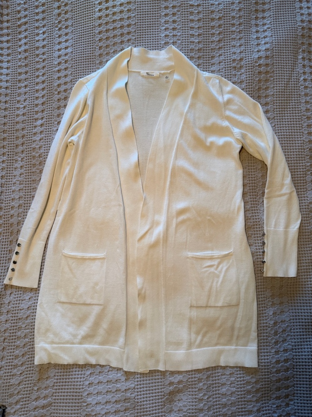 White Open-Front Longline Cardigan Sweater